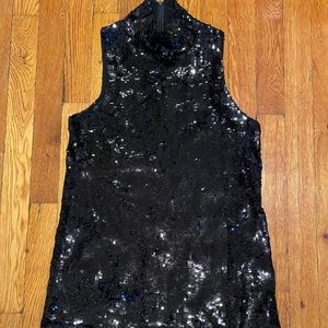 Alice + Olivia black sequin mock turtleneck dress